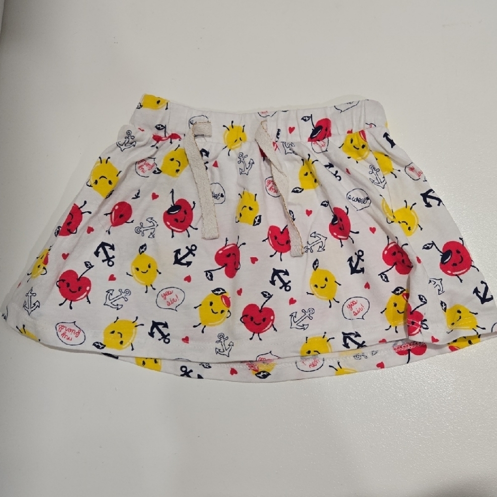 Floral A-Line Skirt White Red